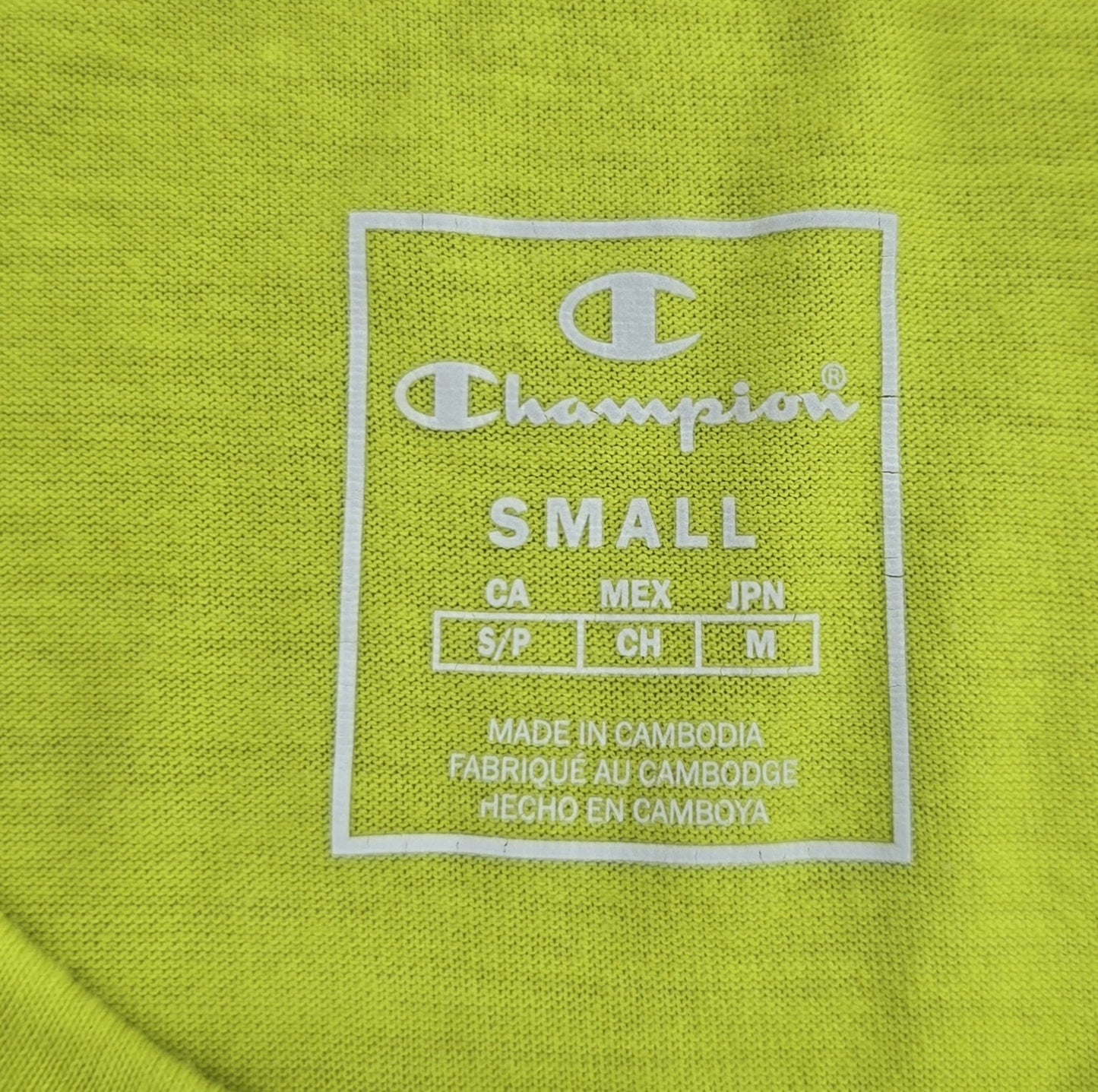 Champion Men's Neon Lime Green T-Shirt Small Cotton Crew Neck