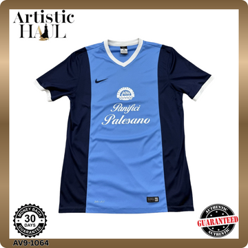 Nike Men's L Navy/Light Blue Striped Dri-FIT Soccer Jersey V-Neck