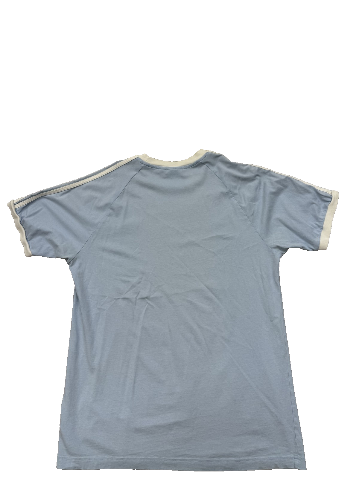 Adidas Men's Light Blue Cotton T-Shirt L Crew Neck 3-Stripe