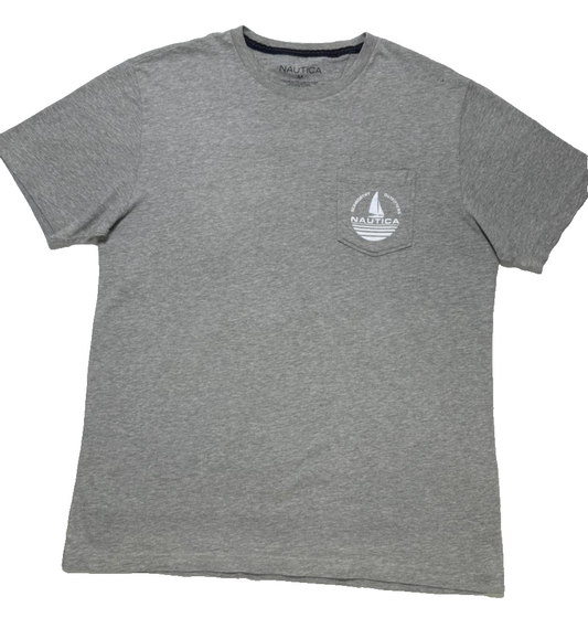 Nautica Men's Medium Grey Short Sleeve Graphic Tee T-Shirt Seaworthy Outfitters