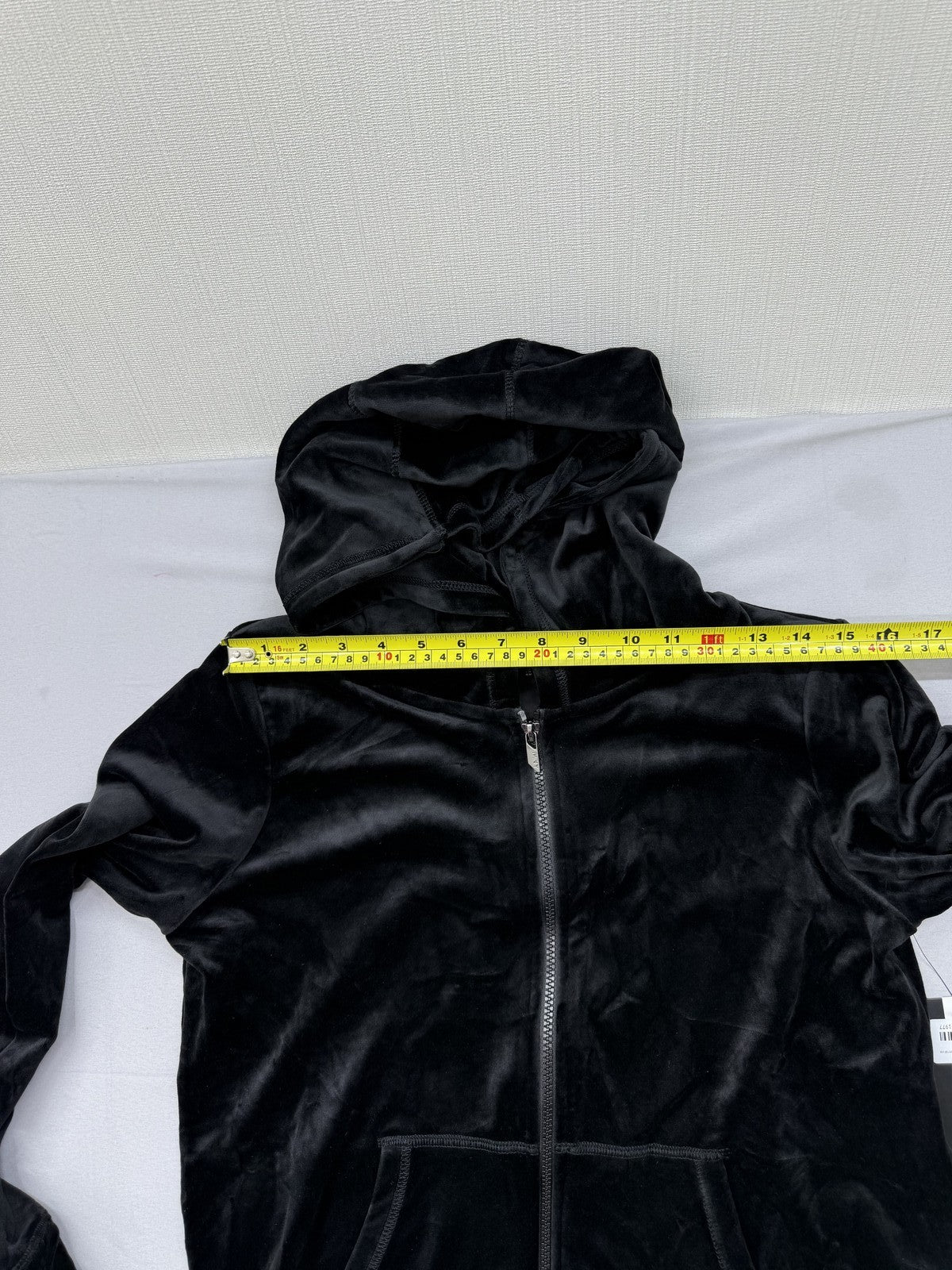 Marc New York Women's Black Velvet Zip Hoodie M Relaxed Fit