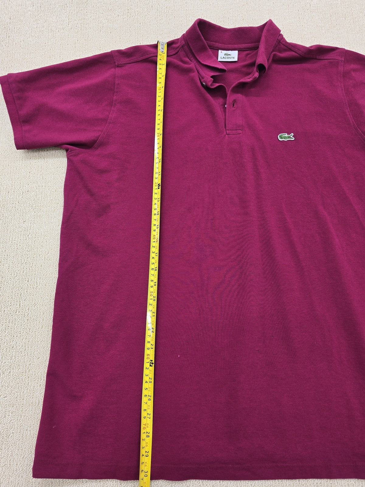 Lacoste Men's Polo Shirt Size 6 Maroon Short Sleeve Cotton