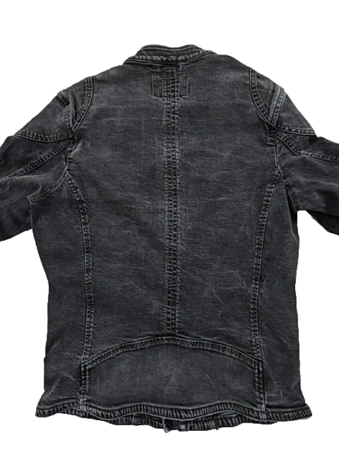 Diesel Men's Black Distressed Moto Denim Jacket Size M