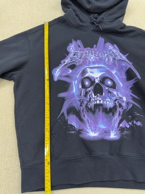 H&M Men's Euphoria Skull Black/Purple XL Loose Fit Hoodie