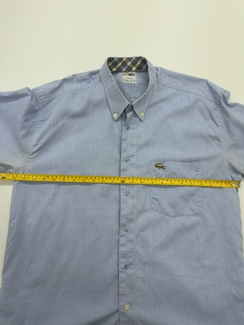 Lacoste Men Light Blue Button-Down Poplin Shirt XL Chest Pocket Regular