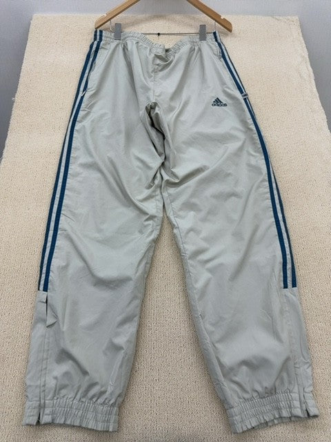 Adidas Men's Grey Track Pants L Open Hem 3-Stripes
