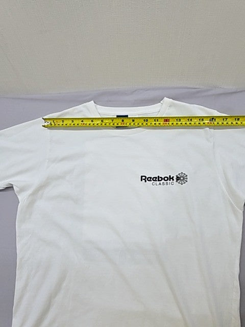 Reebok Men's White Short Sleeve T-Shirt XL Logo Crewneck Italy