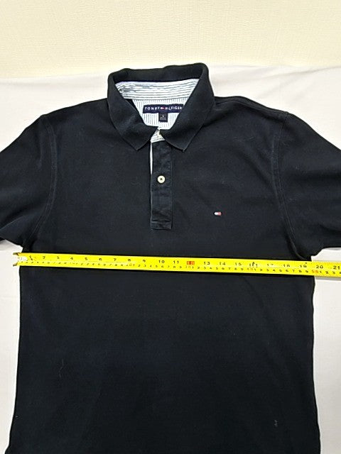 Tommy Hilfiger Men's Black Polo Shirt Size S Short Sleeve Cotton Logo