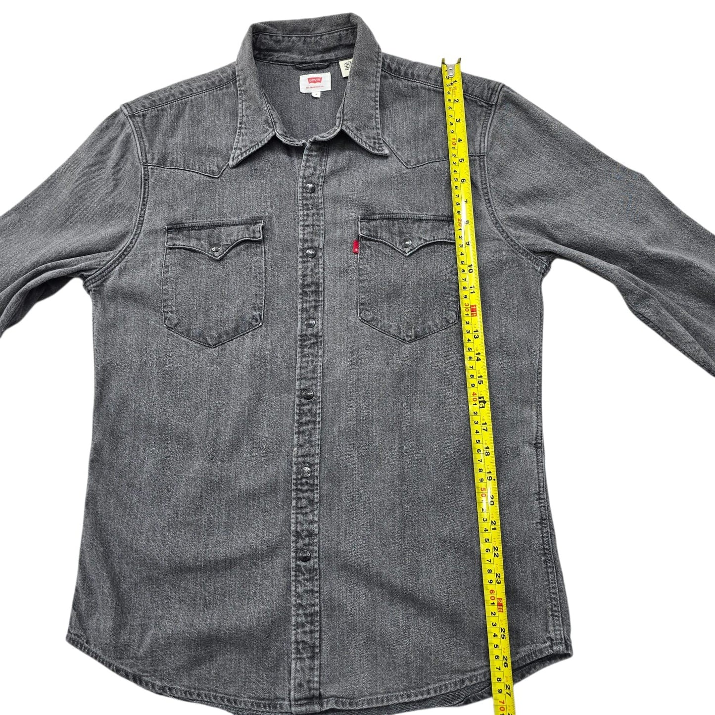 Levi's Men's Grey Denim Western Snap Shirt Size M