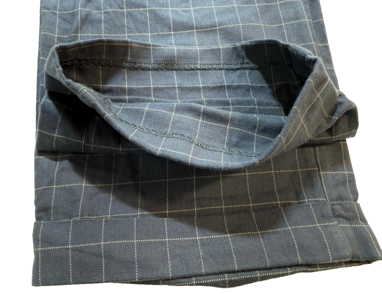 Vintage Polo Ralph Lauren Navy Blue Cotton Windowpane Pleated Trousers Pant 34