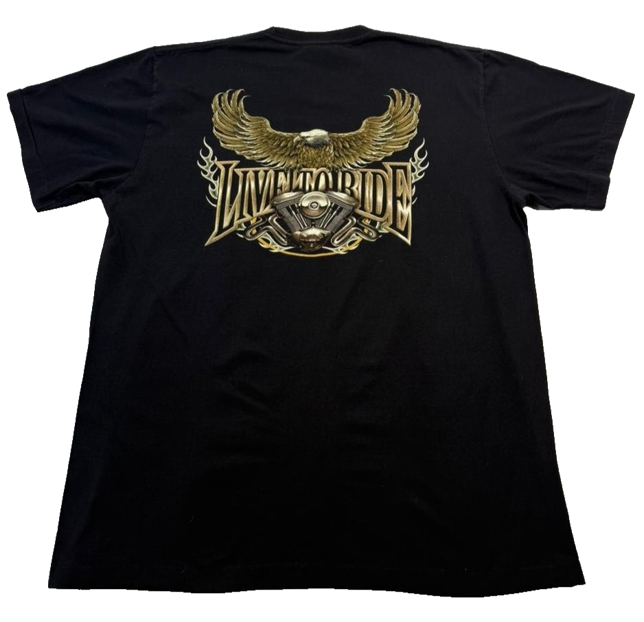 Vintage Rock Eagle Glow In The Dark T-Shirt Men's XL Biker Eagle Live To Ride