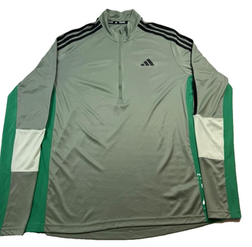 Adidas Men�S Sage Green 1/4 Zip Training Pullover 3-Stripe Size M