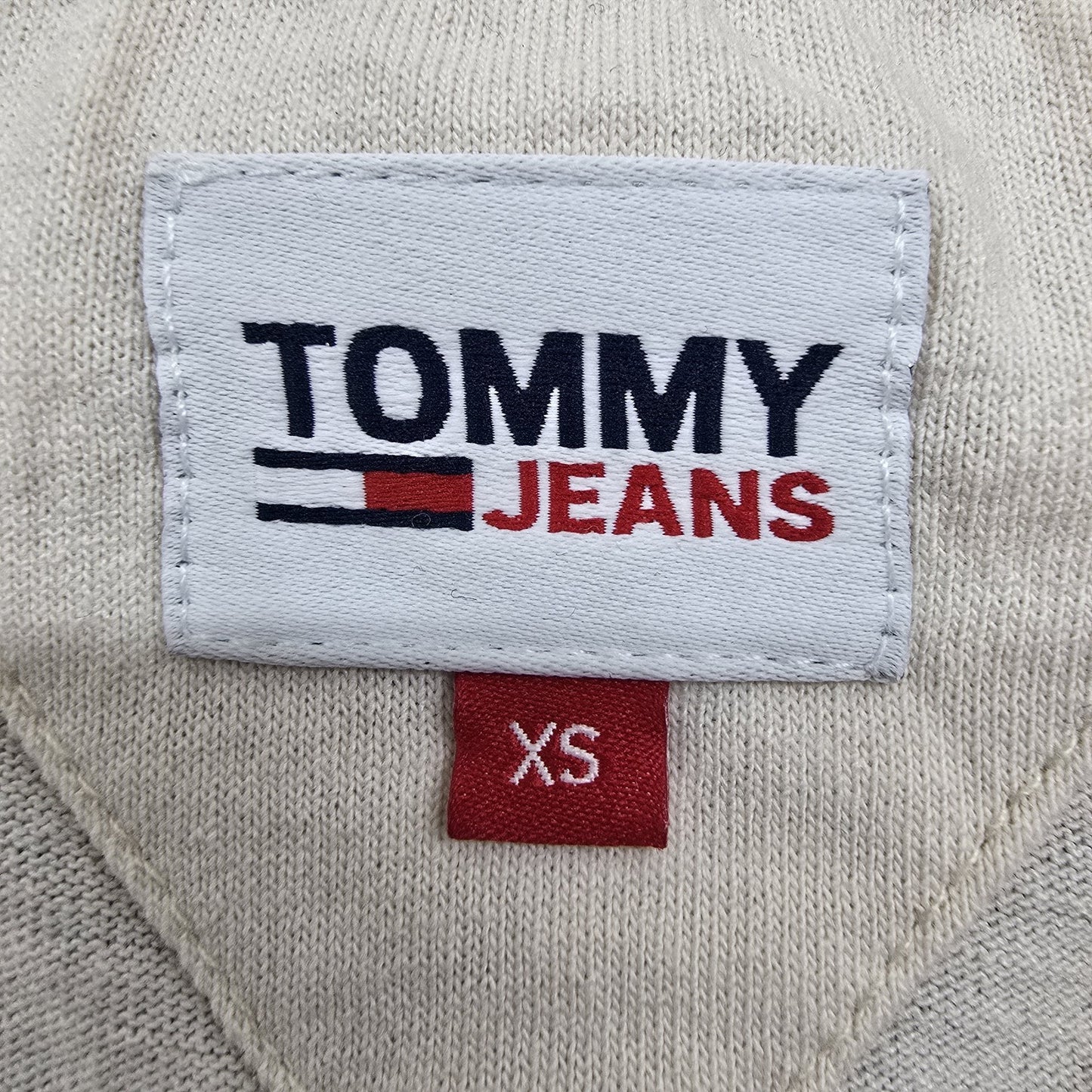 Tommy Jeans Cream XS Crew Neck T-Shirt Embroidered Logo