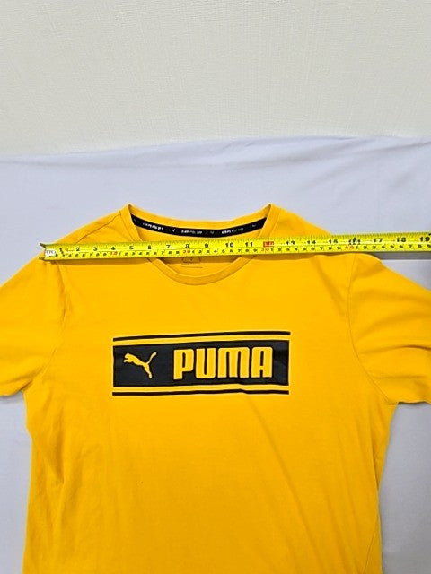 Puma Men's Yellow Short Sleeve Crew Neck T-Shirt Size S Logo 58319