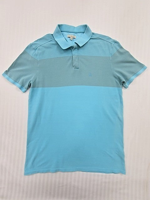 Calvin Klein Jeans Men's Light Blue Striped Polo Size S