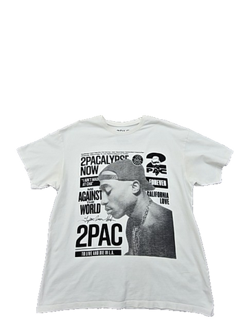 Pull&Bear x Tupac Men's White Graphic T-Shirt M USA NWT 2022