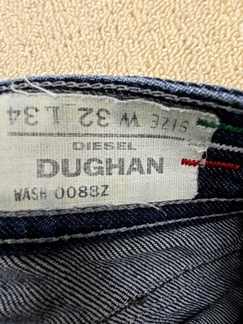 Diesel Dughan Straight Leg Jeans Men 28 Dark Blue 5 Pocket Button Fly
