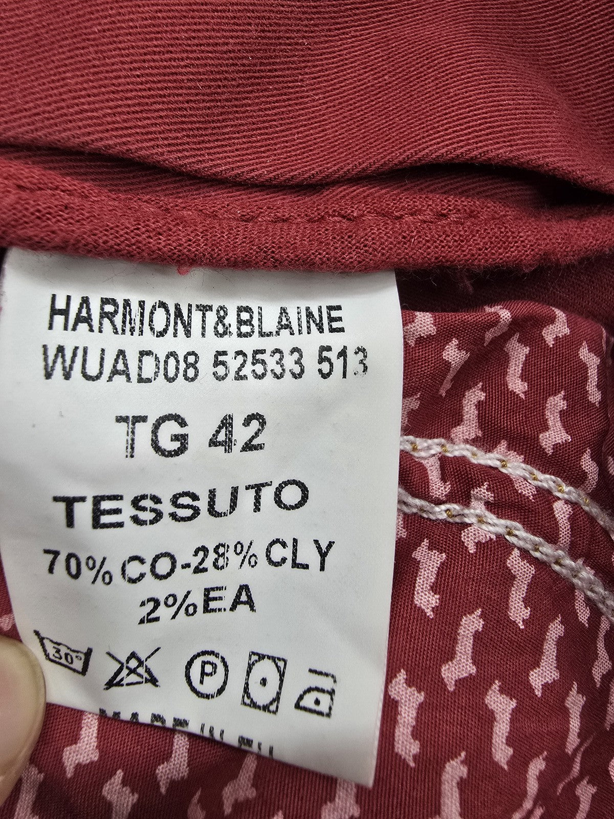 Harmont & Blaine Men's Burgundy Straight Jeans Sz 42 EU Dachshund