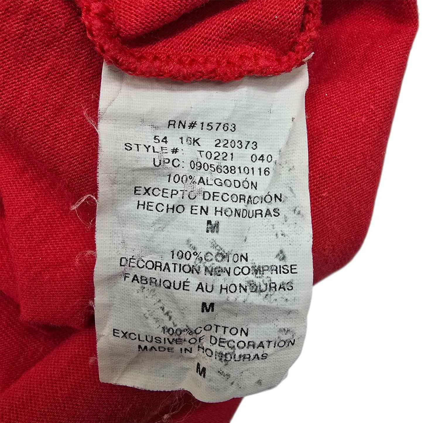 Champion Men's Red V-Neck T-Shirt Size M Cotton