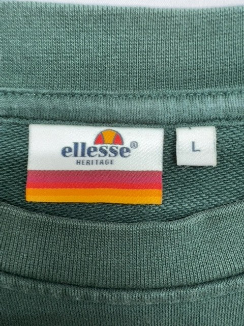 Ellesse Green Crew Sweatshirt Heritage Logo Long Sleeve L