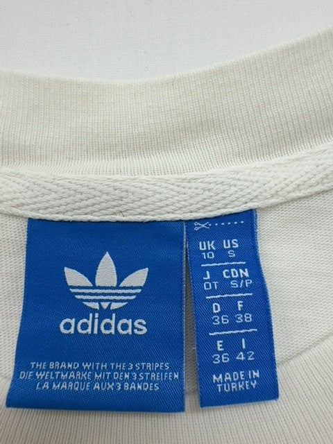 Adidas Boys White Logo Graphic T-Shirt Size 10S Regular Fit