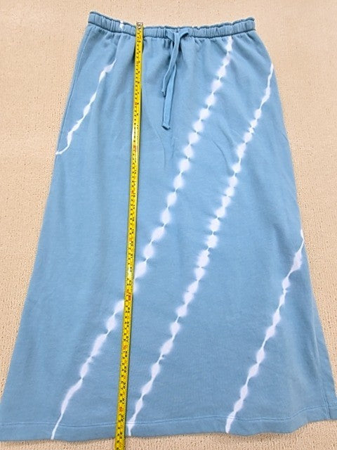 Splendid Blue Tie-Dye Midi Skirt XL Side Slits Drawstring