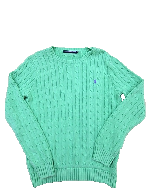 Ralph Lauren Sport Unisex Green Cable Knit Crewneck Sweater XL