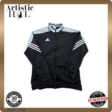 Adidas Men's Black Grey Track Jacket Full Zip Size L