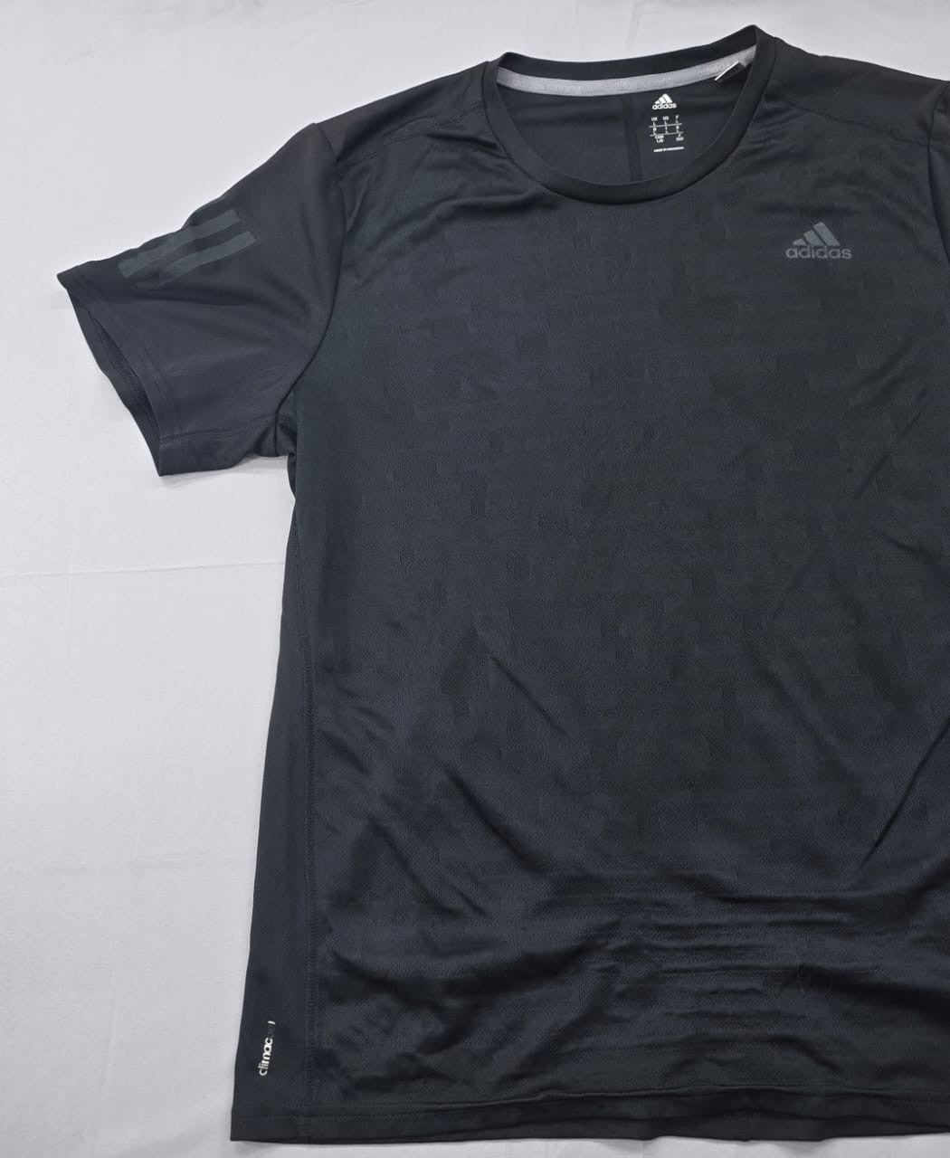 Adidas Men's Black Stripe Running T-Shirt Size L Short Sleeve