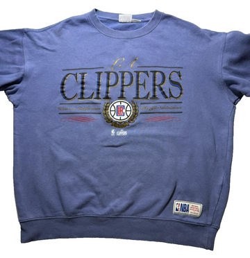 Vintage 90S La Clippers Nba Crewneck Sweatshirt Blue - Size M