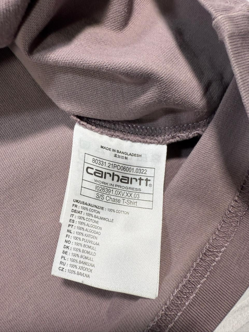 Carhartt Wip Chase T-Shirt In The Color Porphyry With A Gold Logo - Size XS