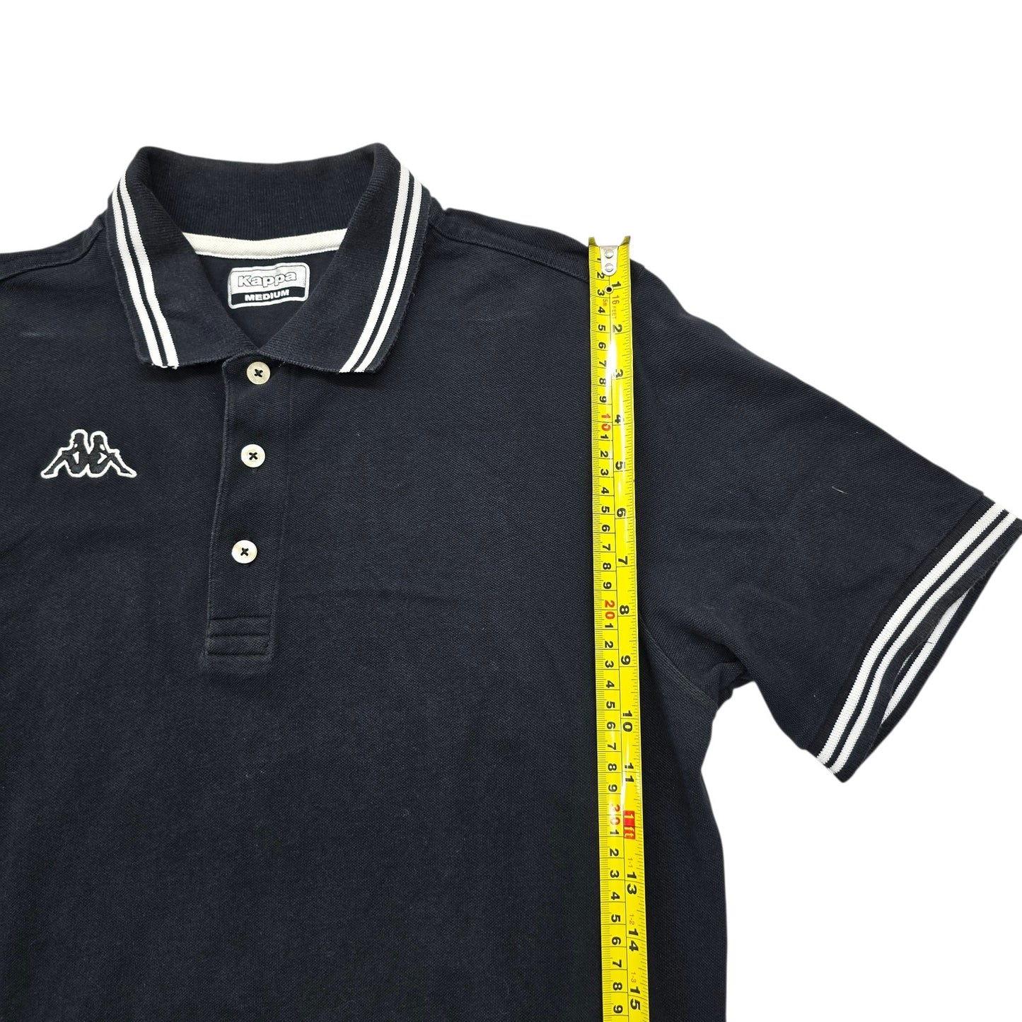 Kappa Men's Navy Blue Striped Trim Polo Shirt Size M Vintage
