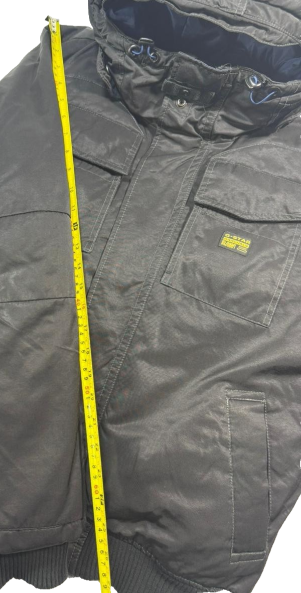 G-Star Raw Men's Hooded Bomber Jacket Black Large Padded Winter Coat Size L
