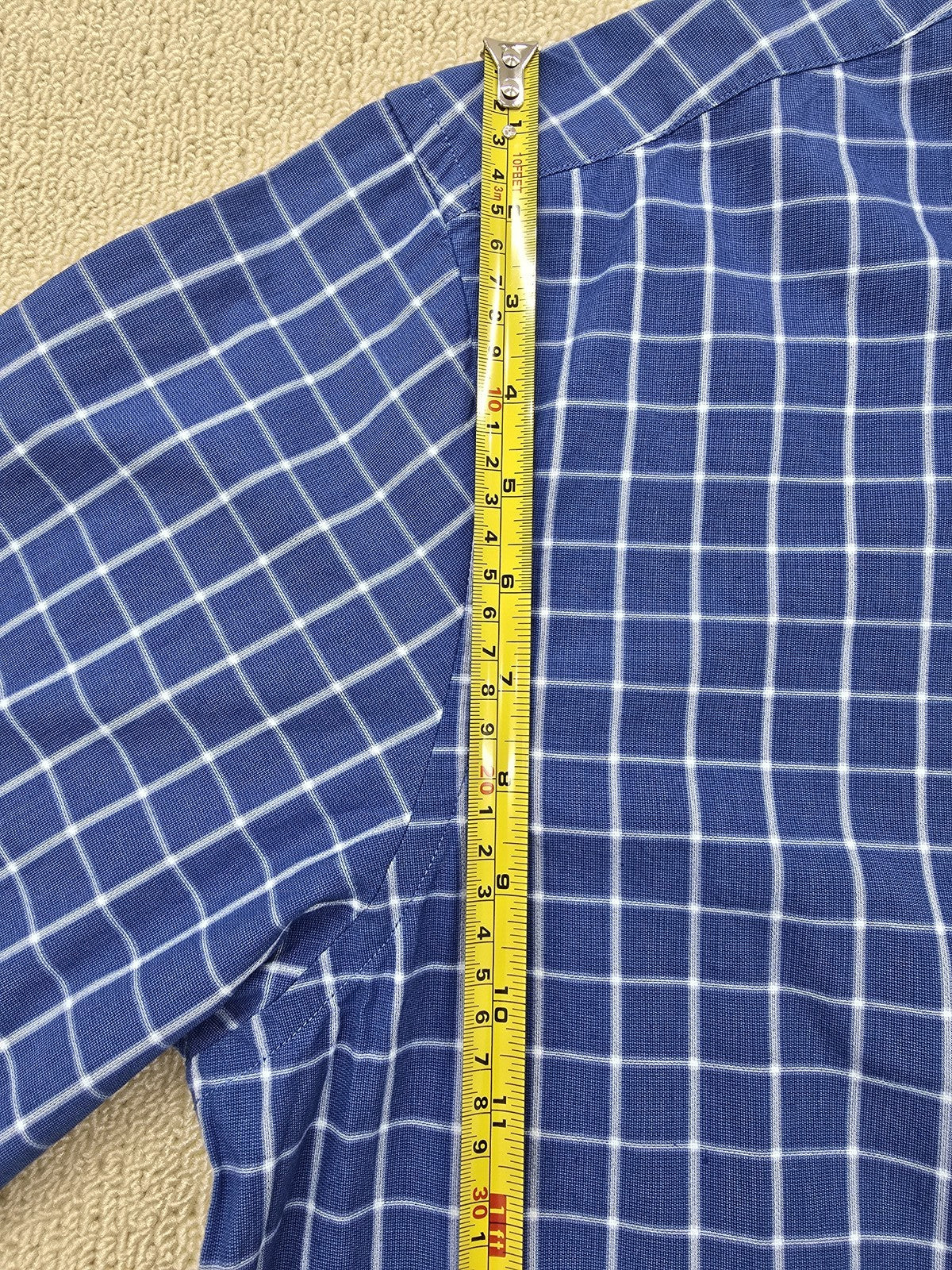 La Martina Men's XXL Blue Checked Cotton Dress Shirt Tailored Long Sleeve