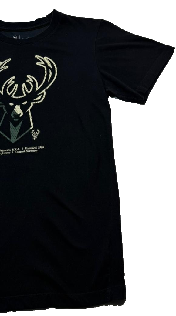 Nike Men's Black Milwaukee Bucks Nba Graphic Dri-FIT T-Shirt Short Sleeve Size S