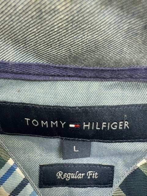Tommy Hilfiger Men's L Regular Fit Long Sleeve Plaid Cotton Button-Down Shirt