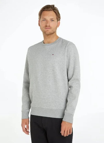 Tommy Hilfiger Men's Flag Patch Fleece Sweatshirt In Light Grey Heather - S