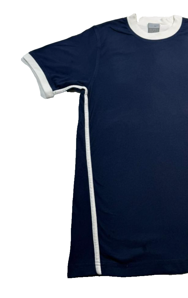 Nike Navy Blue T-Shirt, Men's S, White Trim, Casual Cotton Short Sleeve