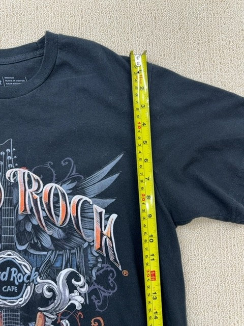 Hard Rock Cafe Men's Navy T-Shirt Size Medium Crewneck Cotton