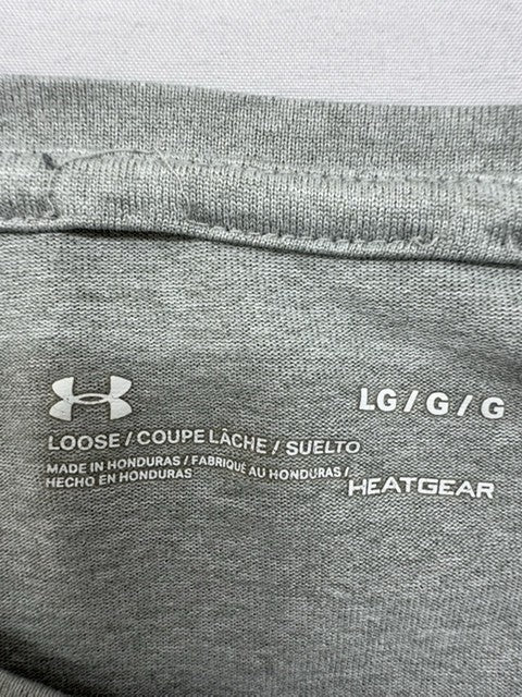 Under Armour Grey Hockey HeatGear T-Shirt Large Loose Fit Crewneck