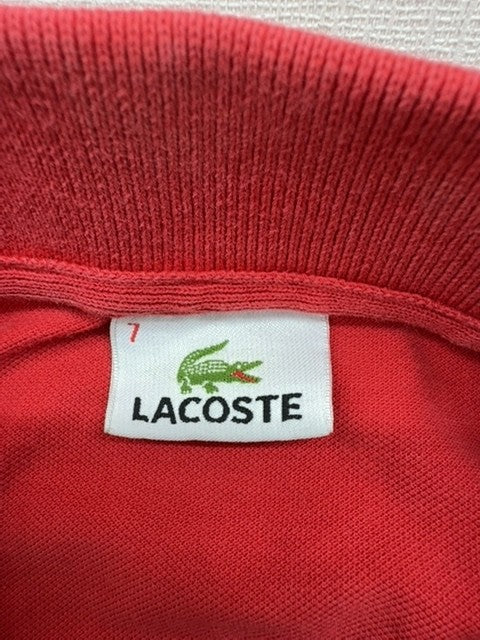 Lacoste Red Cotton Polo Shirt Short Sleeve Men's Size 7 Croc Logo