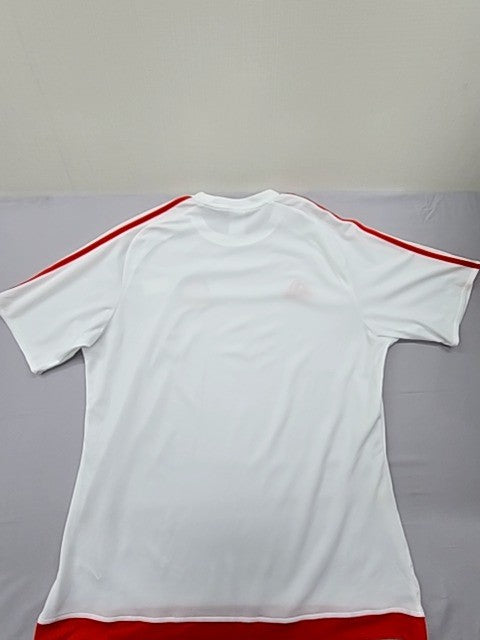 Adidas XL White/Red Striped AEROREADY Jersey Short Sleeve 3-Stripes