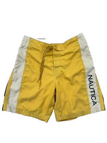 Nautica Men's Yellow Colorblock Board Shorts 32W Drawstring