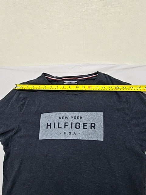 Tommy Hilfiger Men's Gray Logo Short Sleeve T-Shirt Size L Cotton