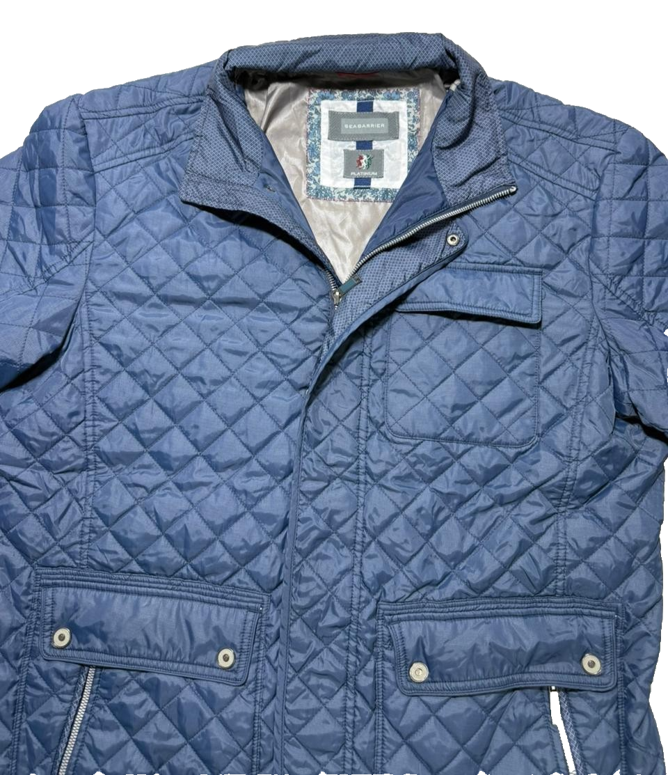 Men Sea Barrier Men's Quilted Jacket Blue L Multi Pockets