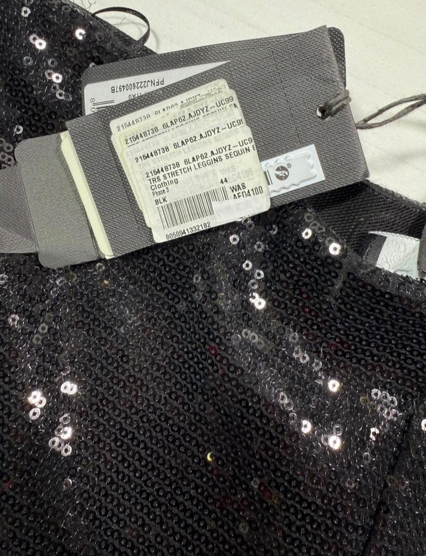 BNWT Giorgio Armani Women's Black Sequin Stretch Leggings Size 44