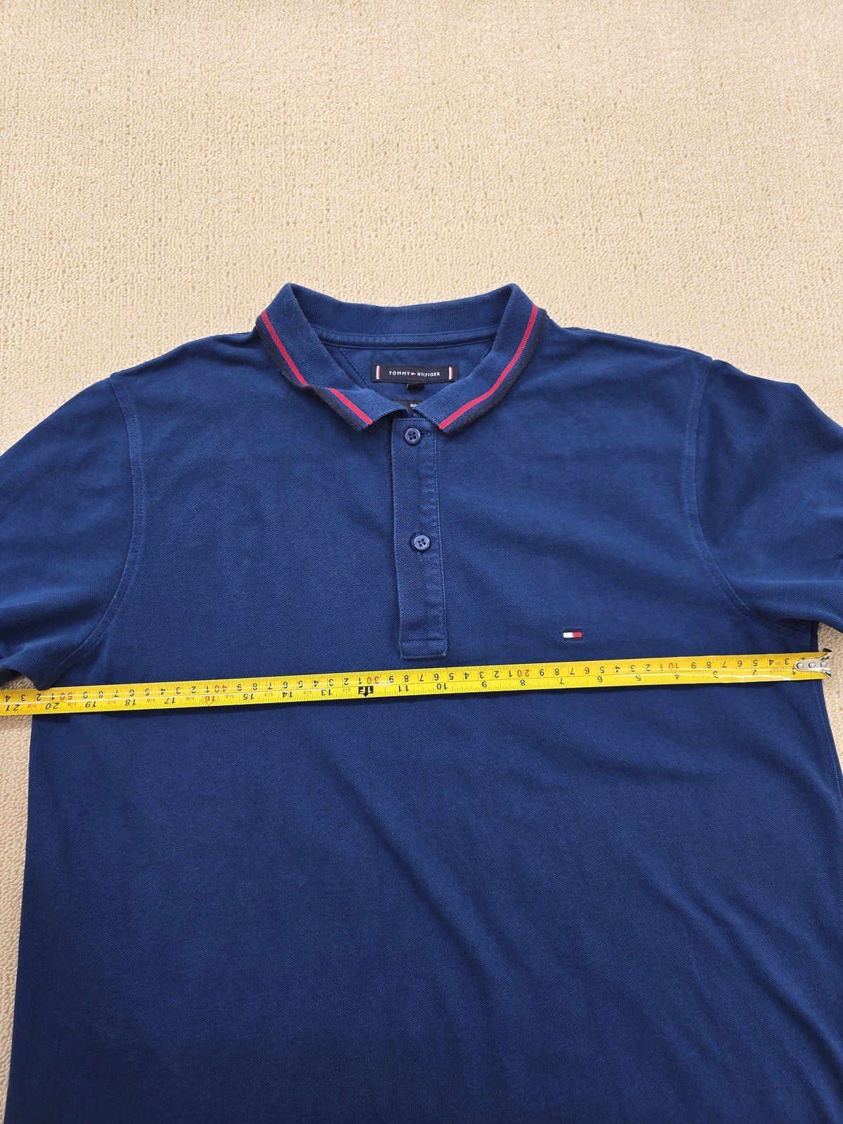 Tommy Hilfiger Men's Navy Slim Fit Short Sleeve Polo L Cotton