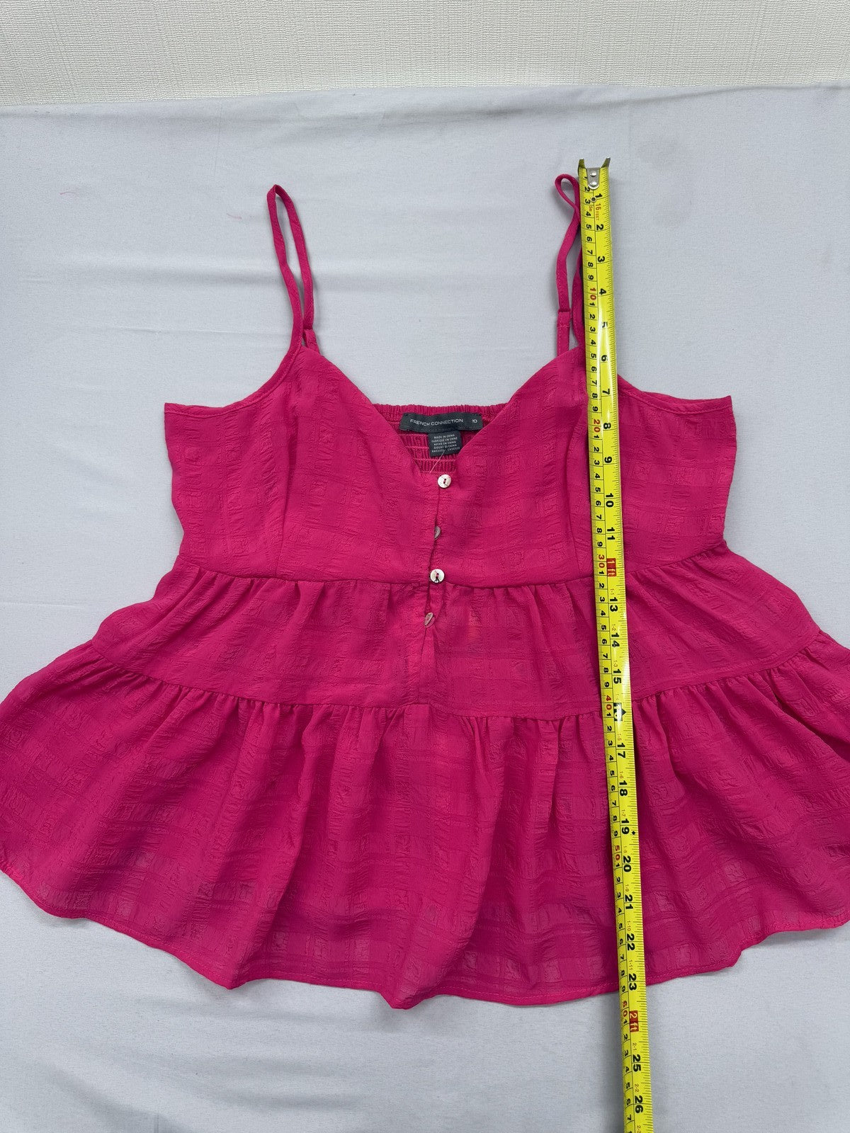 French Connection Pink Sleeveless V-Neck Tiered Camisole Top Size 10