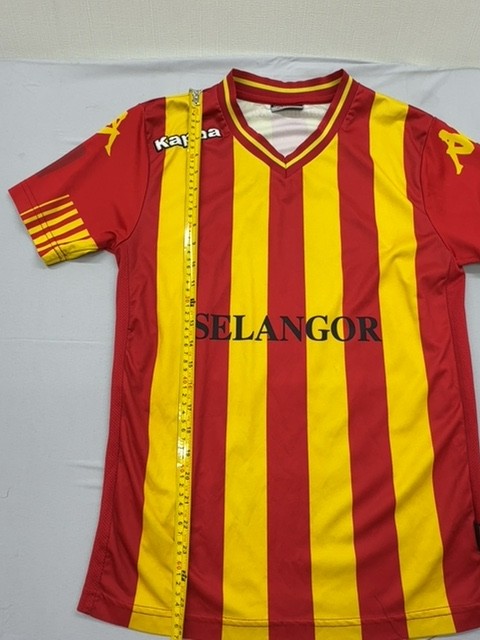 Kappa Men's Red Yellow Striped Football Jersey V-Neck Size M