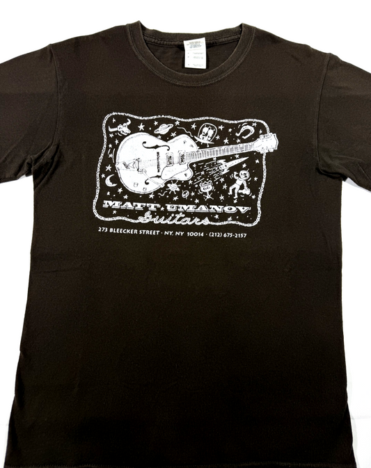 Matt Umanov Guitars T-Shirt Bleecker Street Nyc Black Printed On Gildan Small